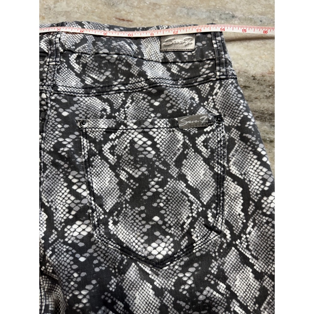 Seven 7 Snakeskin Print Skinny Jeans Womens 6 Tummyless High Rise Grey Black - Picture 5 of 8